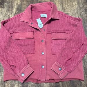 BKE pieced waffle knit shacket
Size small